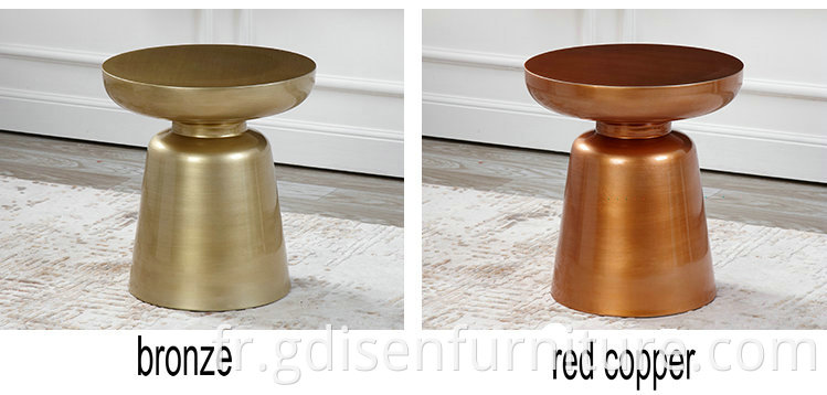 Meubles de design moderne Aluminium Martini côté rond rond table basse colorée pour emballer le salon